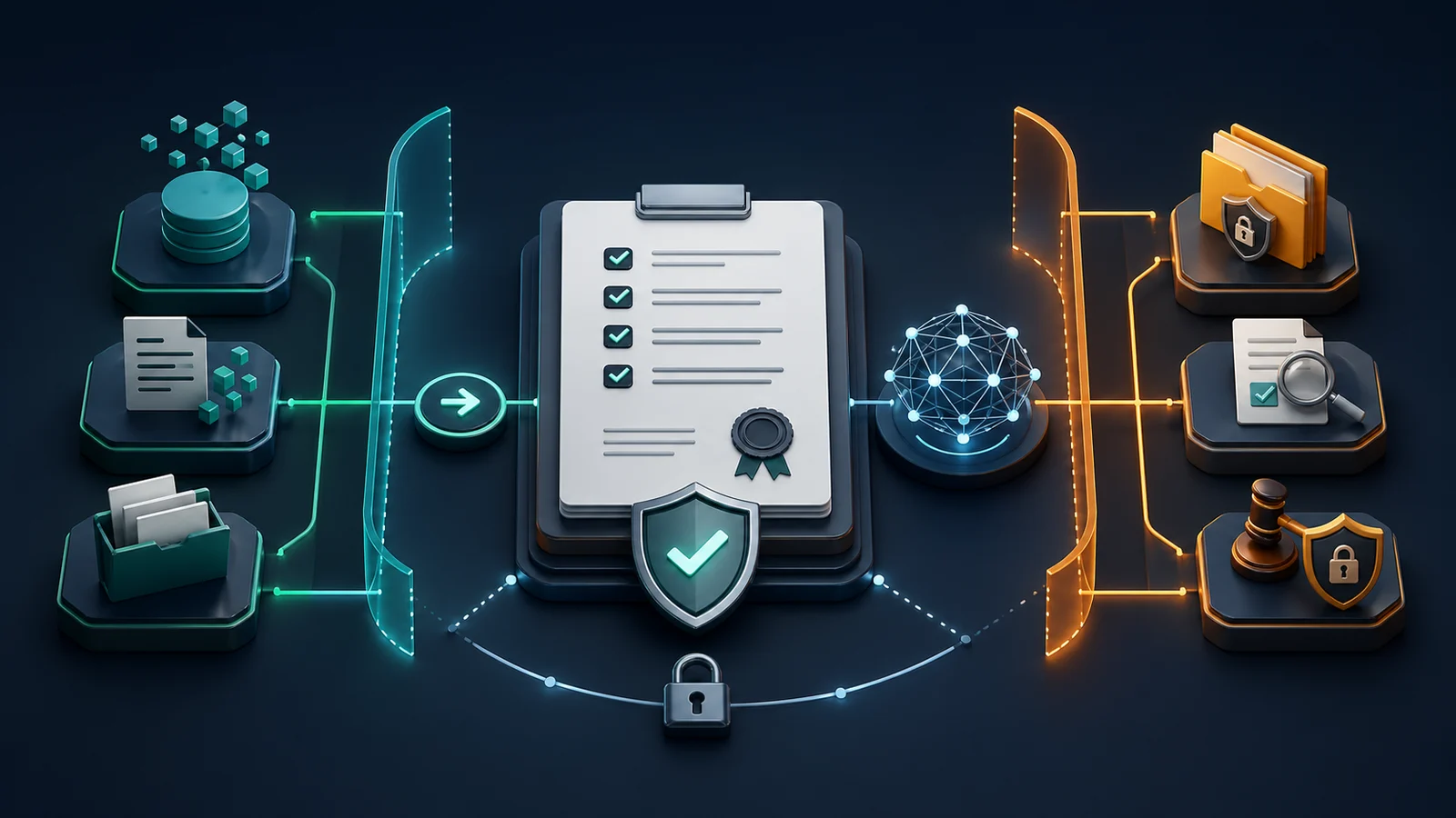 AI活用時の成果物と契約条件を整理する抽象図