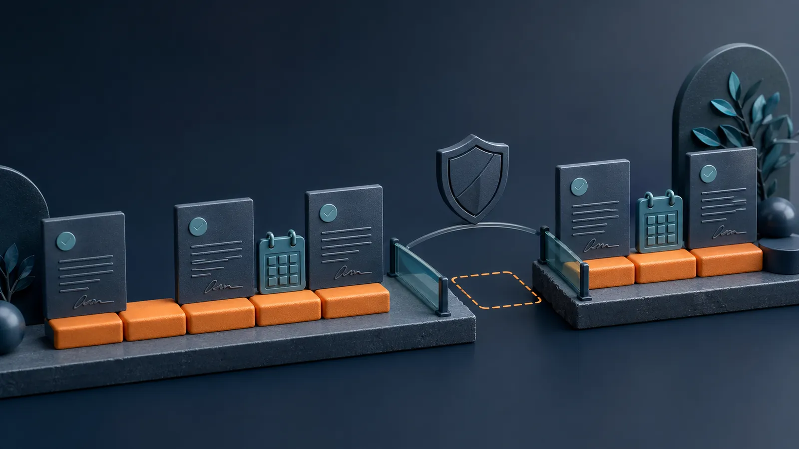 契約のタイムラインと安全余白を示す抽象イメージ